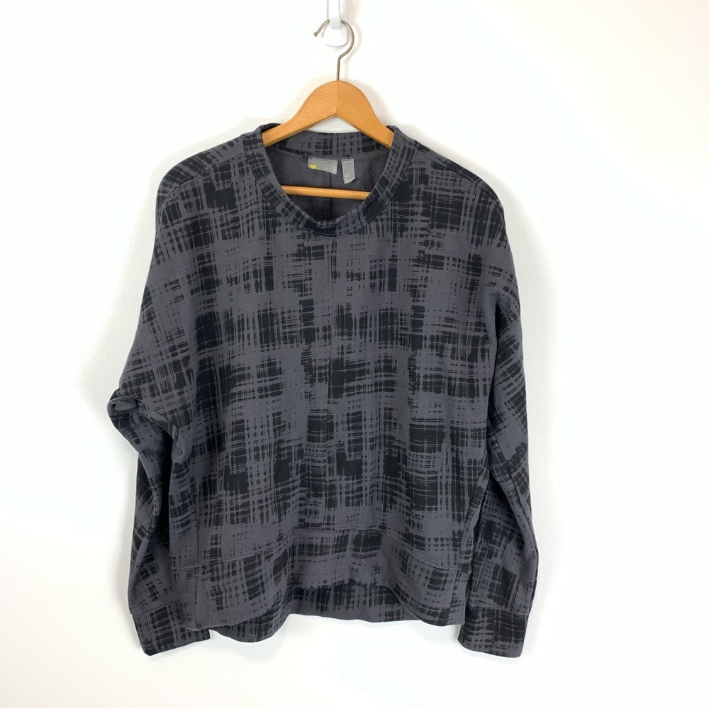 Zella Carey Hi-Lo Crew Gray Abstract Pullover Sweatshirt Size XS